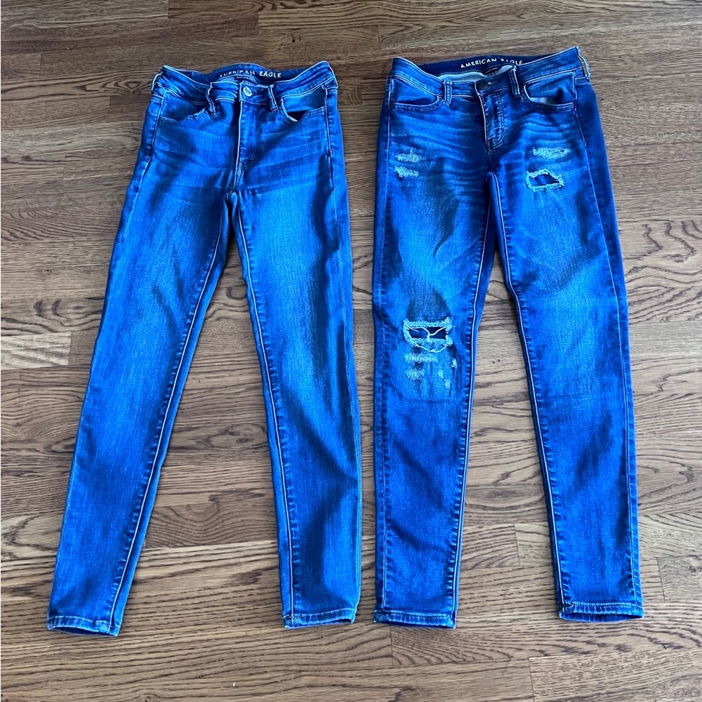 American Eagle Outfitters Women's Distressed Blue Skinny Jeans